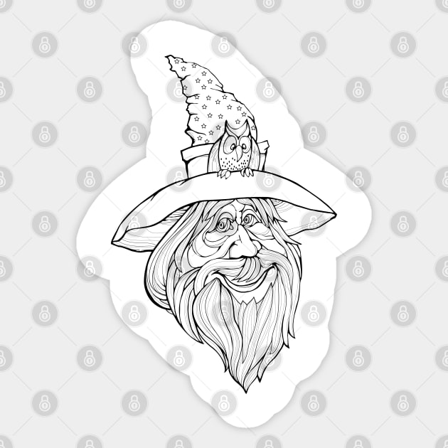 Old wizard from fairyland Sticker by Artist Natalja Cernecka